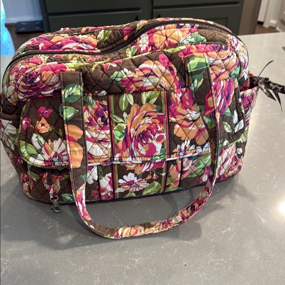 Vera Bradley Pink and Green Floral Quilted Diaper Bag - Picture 1 of 6